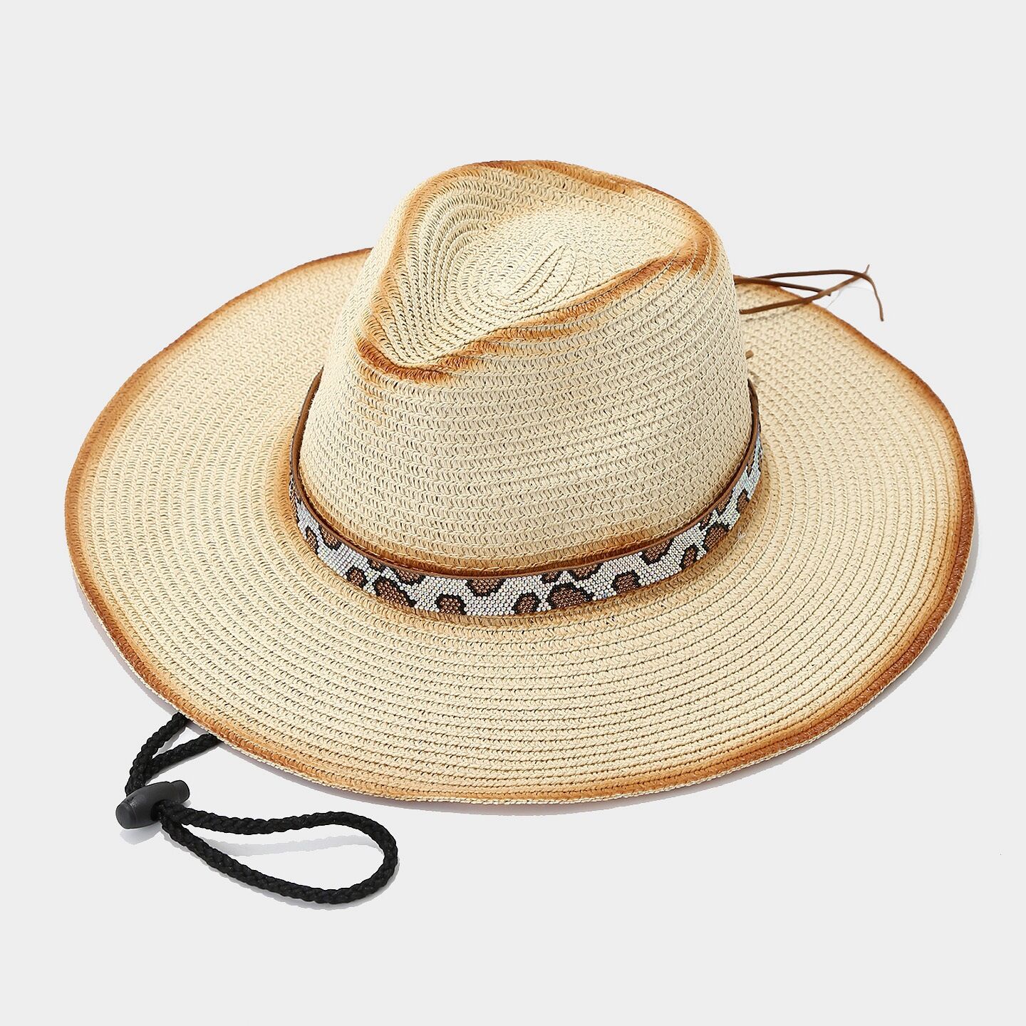 Vacation Leopard-patterned Crystal Women's Straw Hats thumbnail 3
