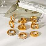 Daily Stainless Steel Waterproof Gold Color Zircon Statement Rings thumbnail 5