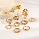 Luxurious Retro Irregular Shape Stainless Steel Waterproof Gold Color Rhinestone Statement Rings thumbnail 2
