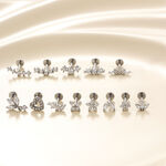 Luxury Simple Flower Heart Stainless Steel Waterproof Gold Color Zircon Women's Piercing Earrings thumbnail 5