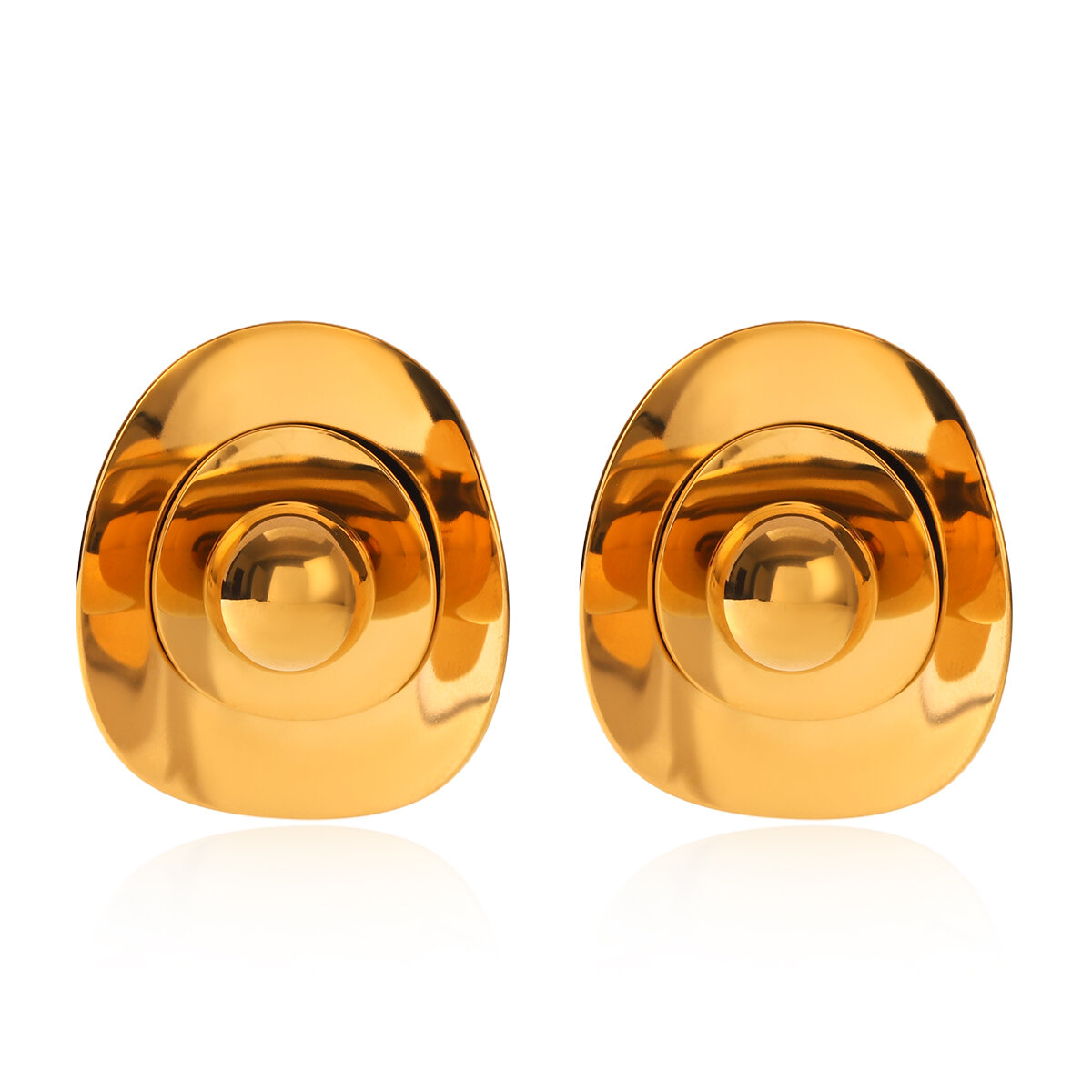 Flower Stainless Steel Waterproof Gold Color Women's Stud Earrings