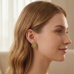 Luxurious Elegant Flower Stainless Steel Waterproof Gold Color Zircon Women's Stud Earrings thumbnail 4