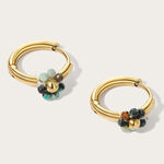 Simple Flower Stainless Steel Waterproof Gold Color Women's Hoop Earrings thumbnail 5