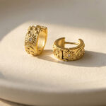 Elegant Sun Star Moon Stainless Steel Gold Color Zircon Women's Hoop Earrings thumbnail 4