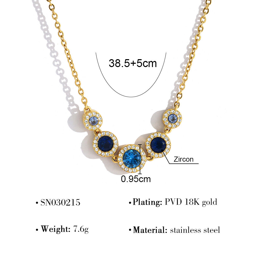 Simple Beads Zircon Stainless Steel Waterproof Gold Color Women's Pendant Necklaces thumbnail 1