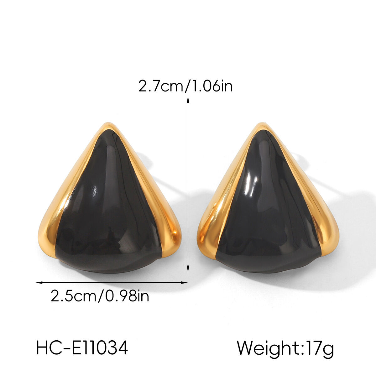 Simple Series Enamel Triangle Shape Stainless Steel Waterproof Gold Color Women's Stud Earrings thumbnail 2