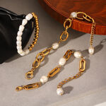 Elegant Stainless Steel Waterproof Gold Color Women's Pearl Beaded Bracelets thumbnail 4