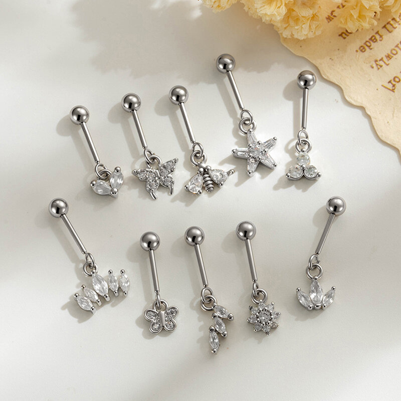 Simple Butterfly Copper Gold Color Zircon Women's Piercing Earrings thumbnail 6