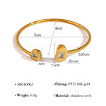 Irregular Shape Stainless Steel Waterproof Gold Color Zircon Women's Cuff Bracelets thumbnail 1