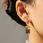 Tassel Stainless Steel Waterproof Gold Color Natural Stone Women's Drop Earrings thumbnail 4