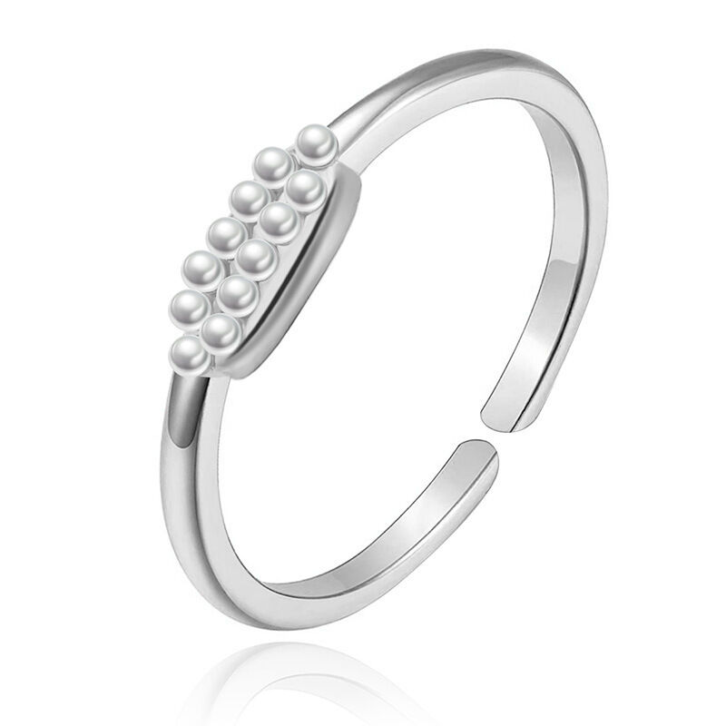 Simple Flower Rectangle Stainless Steel Waterproof Gold Color Rhinestone Minimalist Rings