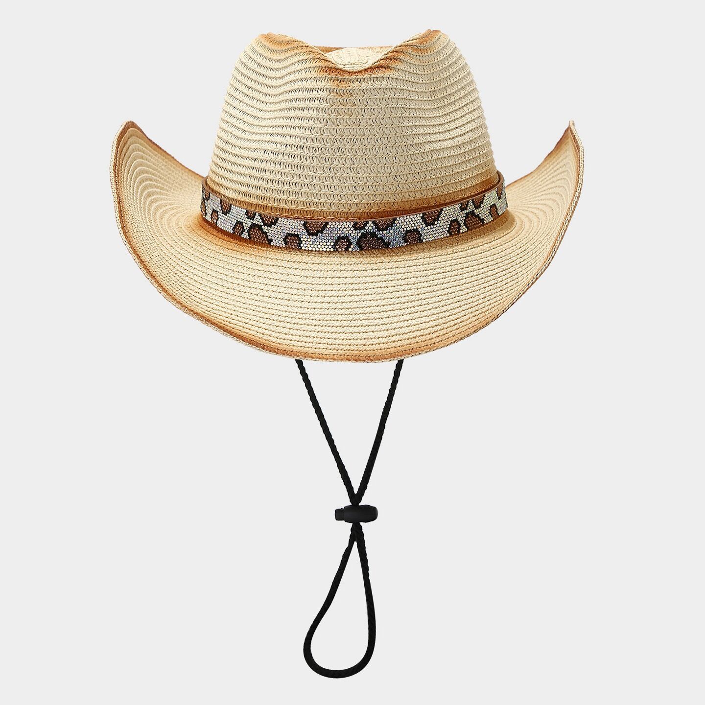 Vacation Leopard-patterned Crystal Women's Straw Hats thumbnail 2