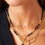 Stainless steel necklace with stones and heart thumbnail 4