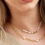 Necklace oval chain with pearl thumbnail 4