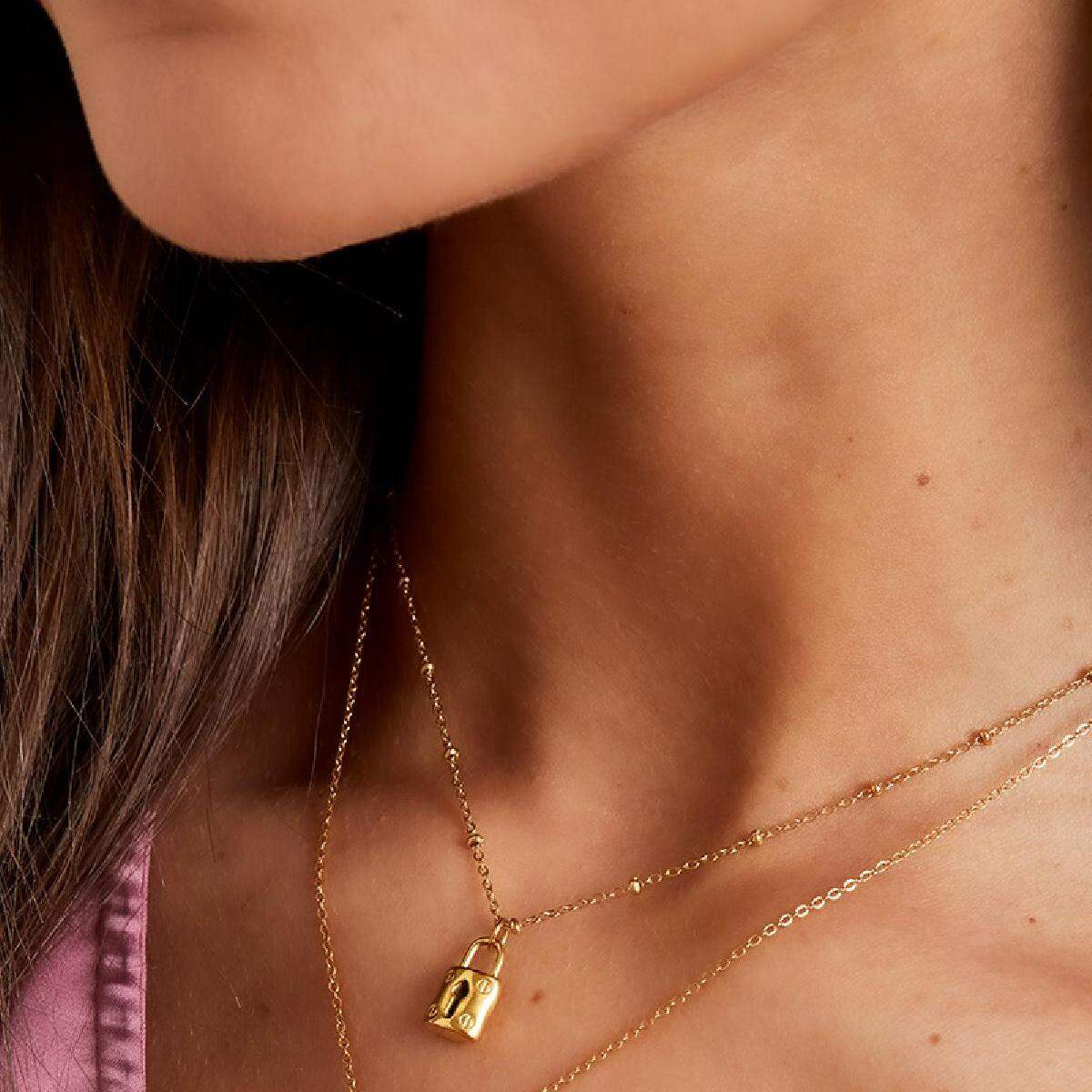 Stainless steel necklace with lock thumbnail 4