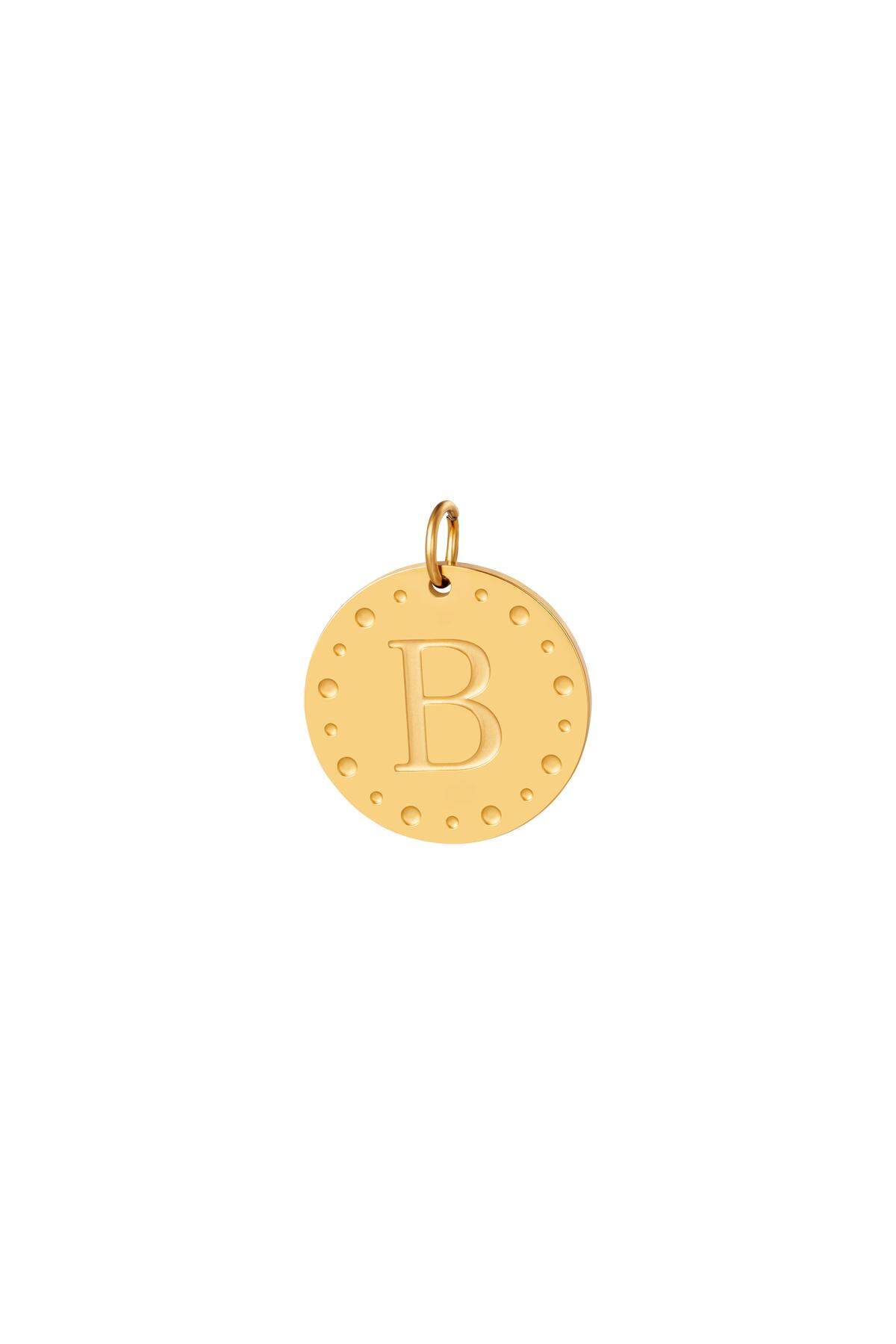 Circle charm initial G Gold Color Stainless Steel